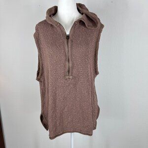 We The Free 1/2 Zip Sleeveless Hoodie Knit Beach Day Brown Size M